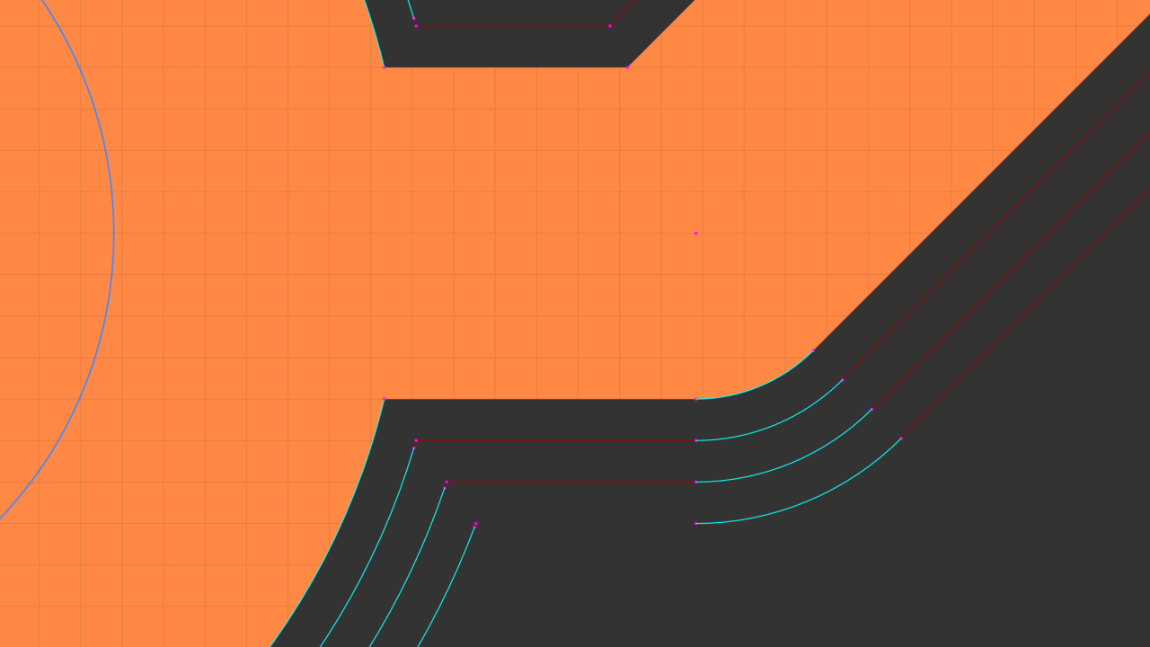 That same tool also highlights reconstructed arcs in offset geometry